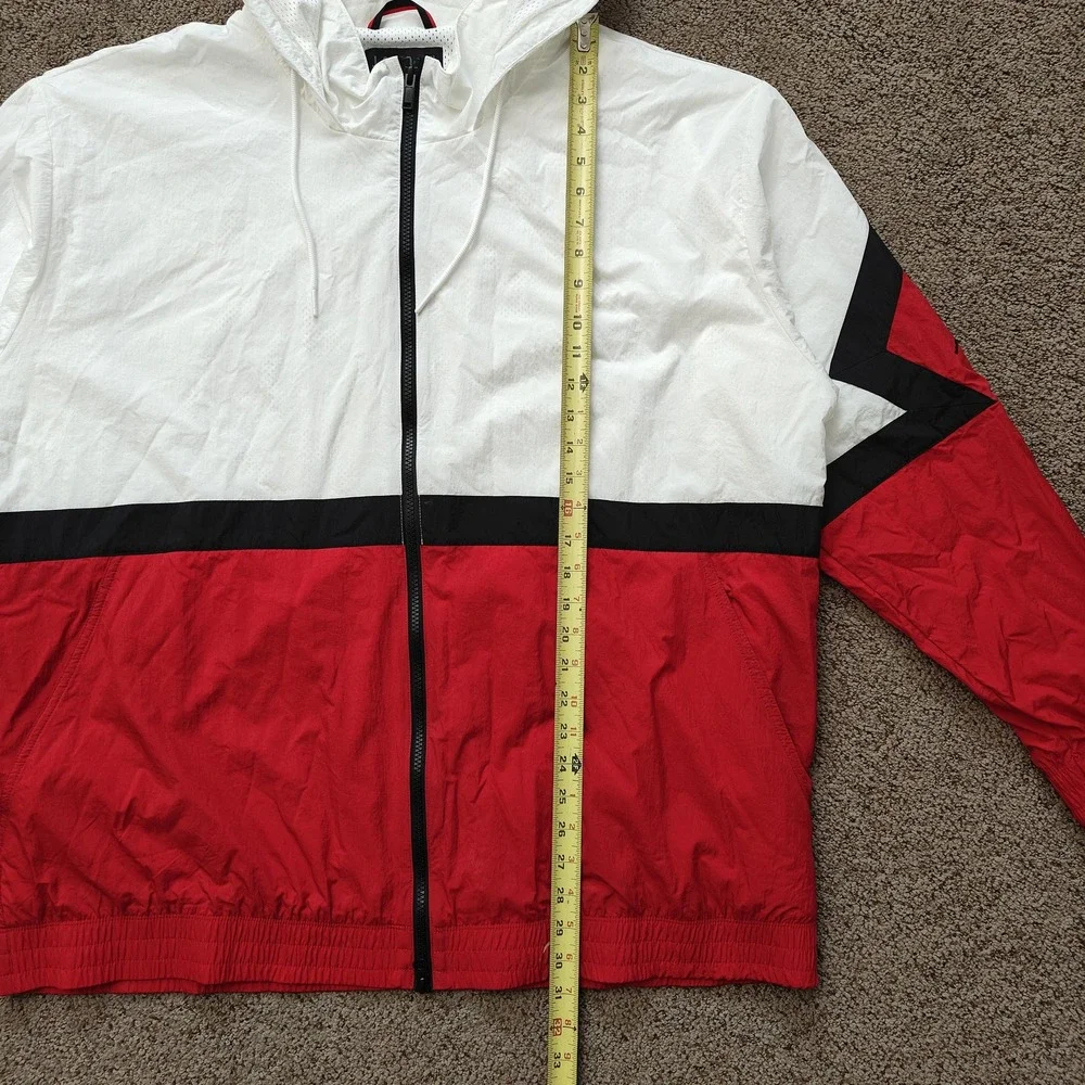JORDAN Mens Windbreaker Jacket XXL White Red Nylon Colorblock Streetwear